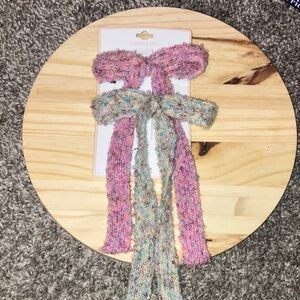 Pink and Multicolor Knit Hair Bow